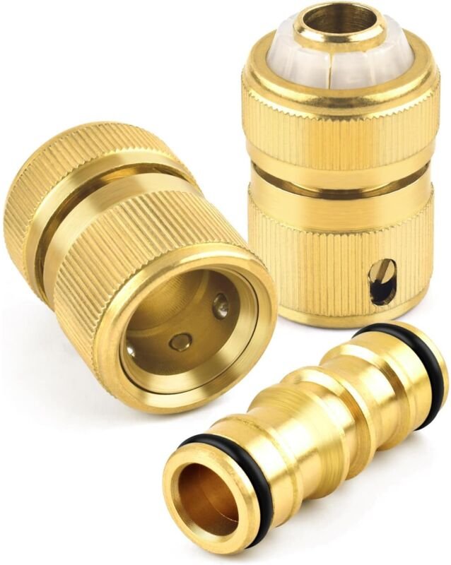 Gartenschlauch Verbinder, Schlauchverbinder 1/2 Zoll Messing Schlauchanschluss, Gartenschlauch-Adapter,Verbindungen Zwei...