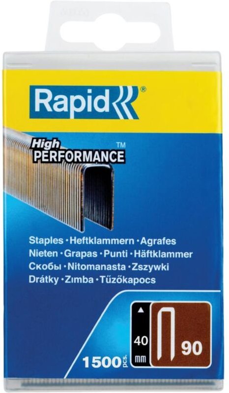 Heftklammern aus verzinktem Flachdraht Nr. 90/40 mm - 1500 Stück - Polypropylen-Box Rapid isaberg - 5000127