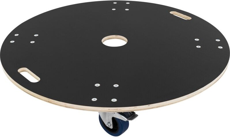 ECD Germany Transportroller rund Ø87x14,5 cm mit Siebdruckplatte und 2 gebremsten Rollen, 800kg Tragkraft, Rollbrett Möb...