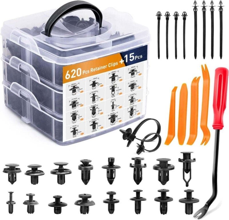 Car Clip Set with Organizer, 16 Sizes, 620 Pieces