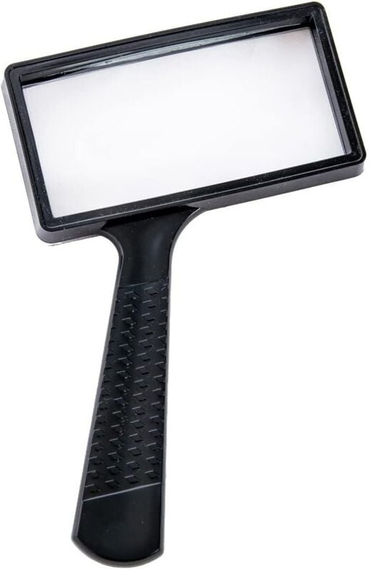 BEBUSINGOTO Große rechteckige Handlupe, 5-fache Vergrößerung, 4 x 2 Zoll, kratzfeste Glaslinse, geeignet für Senioren zu...