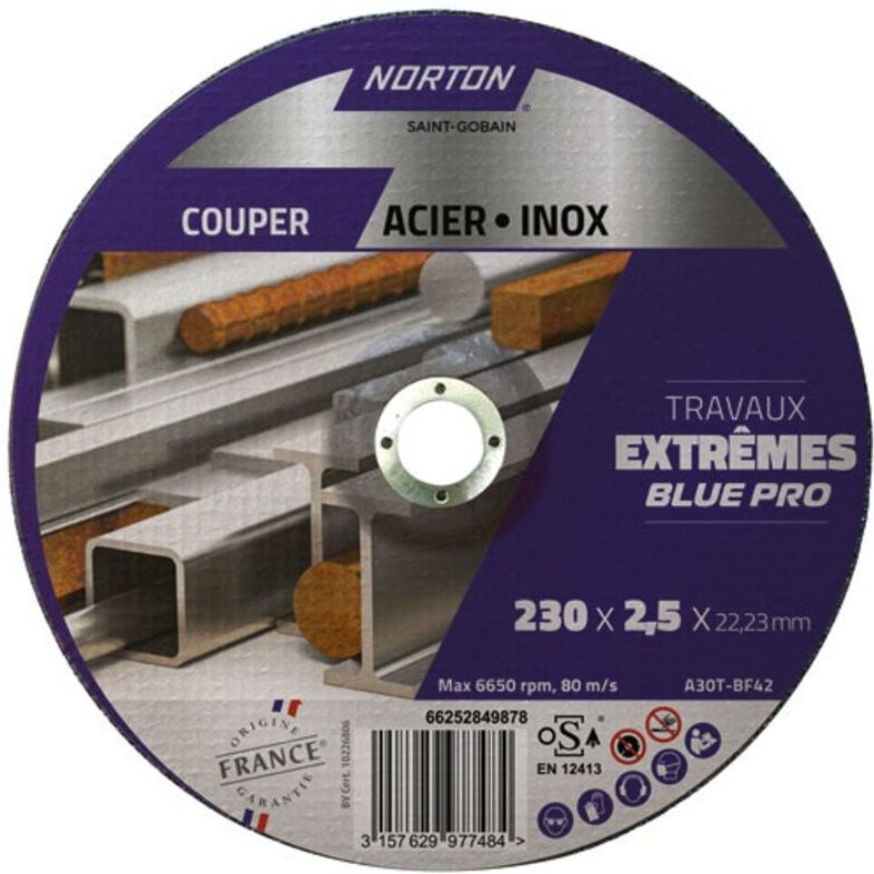 Schneidscheibe Extreme Metall/Edelstahl 230x2,5x22,2 - Norton