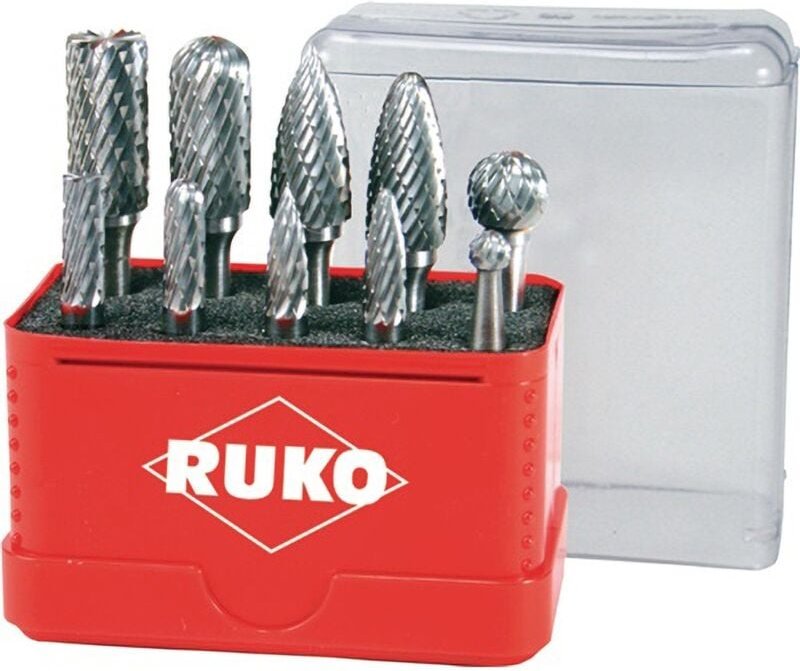 RUKO Hartmetall-Frässtiftsatz 10tlg. HM Verzahnung ZYA-ST/WRC/SPG/RBF/KUD Schaft-Ø 6 mm - 116002