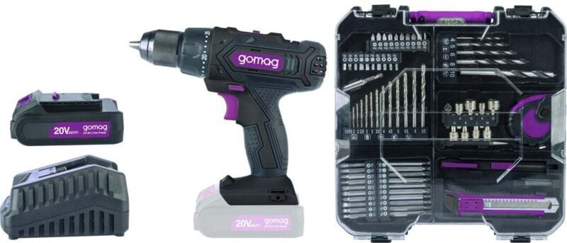 Akku-Bohrschrauber-Set GO-ASK74/1 20 v Mobile Werkstatt Akku & Ladegerät Schlagschrauber - Gomag