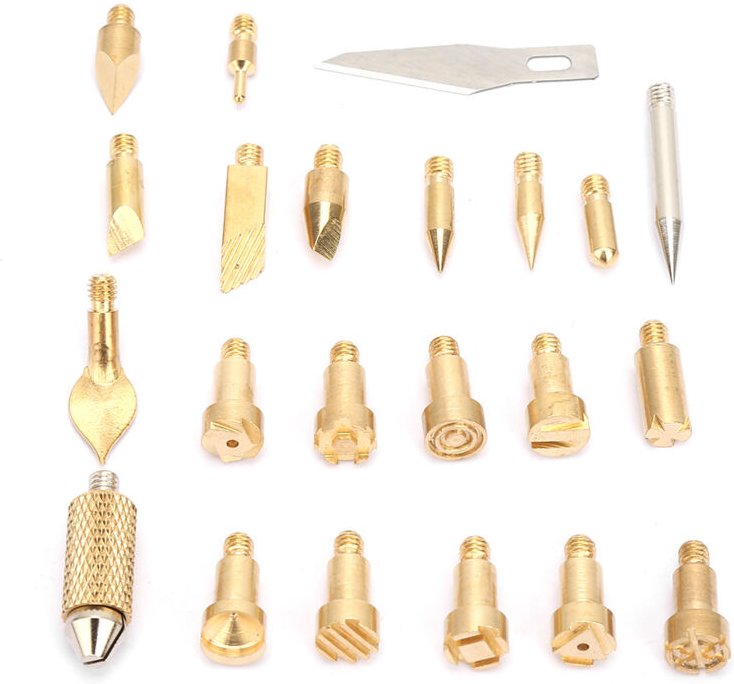 22-teiliges Set aus Messing-Elektroschweiß-Eisen-Holzbrennstiftspitzen Pyrographie-Schweißwerkzeug-Zubehör