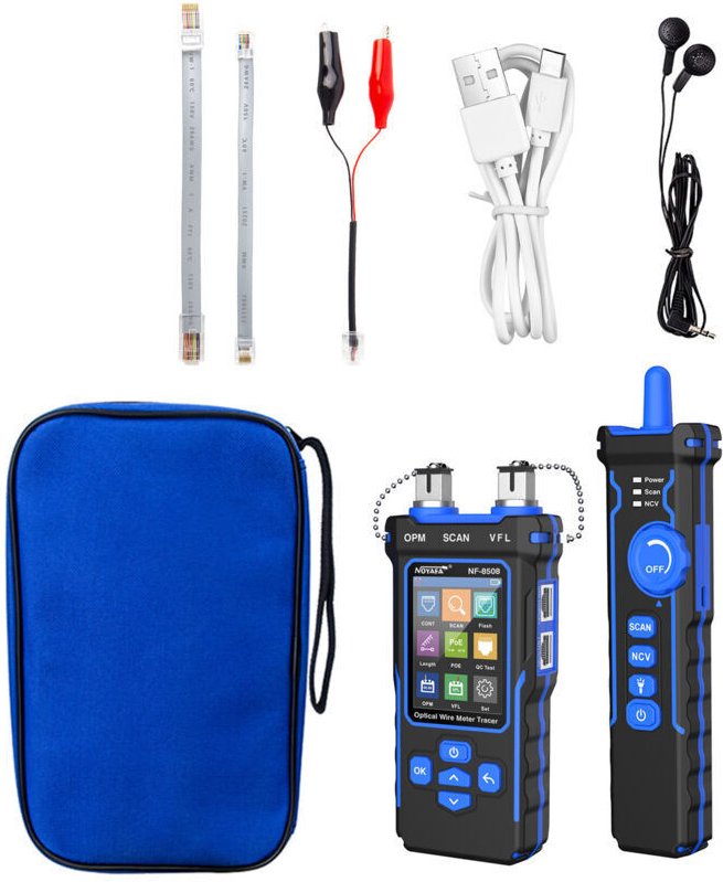 NF-8508 Netzwerkkabeltester mit optischem Leistungsmesser, VfL und Drahtverfolgung – Cat5/Cat6-Ethernet-Kabeltester, RJ4...