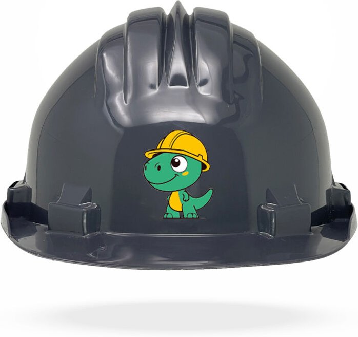 TAMS® Kinderhelm - Drehverschluss Grau Dinosaurier
