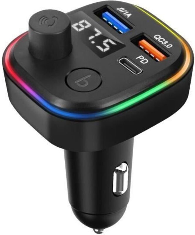 FM Bluetooth Transmitter - C2 - USB Car Charger QC 3.0 - USB-C 18W - Schwarz - Freisprecheinrichtung