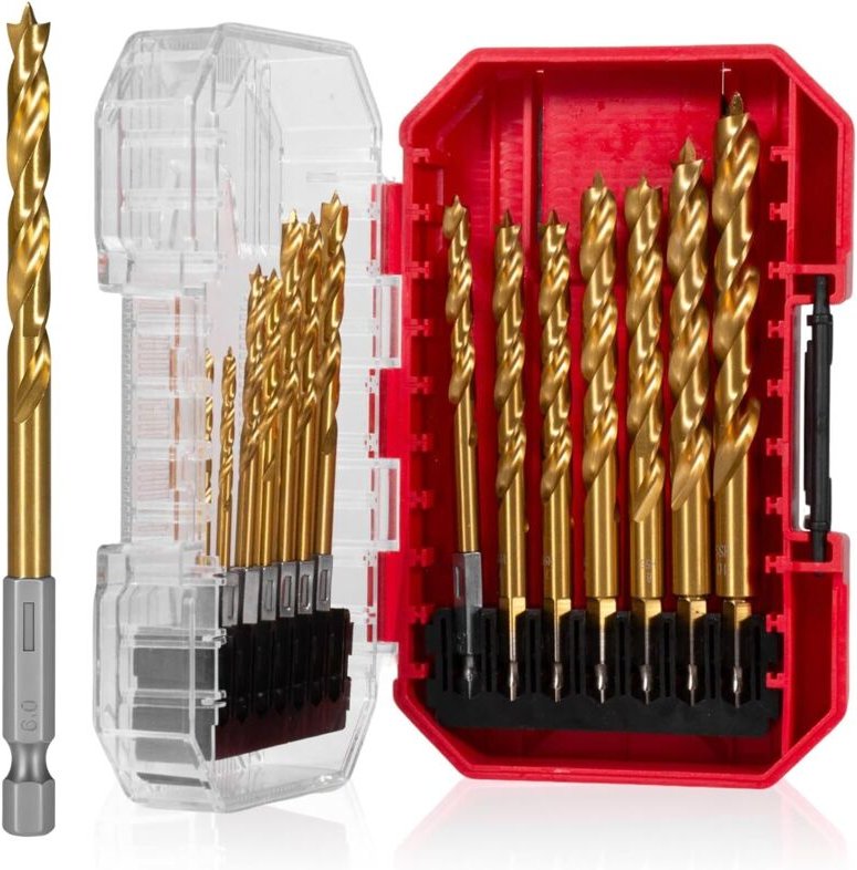 Holzbohrer Set 3-10mm, HSS-G Bohrersets, Sechskantschaft - Wood Drill Bit Set - bohrer set holz Mit Brad Point, 14tlg (3...