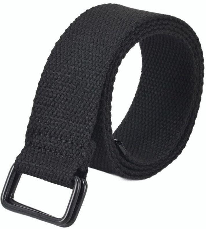 Canvas-Gürtel, 3,8 cm x 110 cm, lässiger Gürtel mit doppeltem D-Ring, geeignet für Damen und Herren.