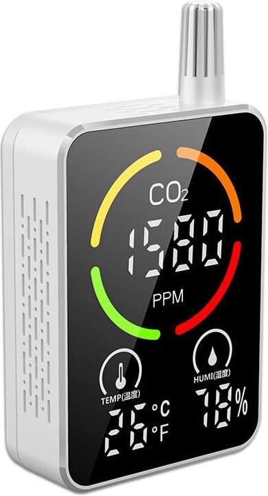 Luftqualitätsmonitor, CO2-Detektor 3-in-1, genauer Tester für CO2-Temperatur, Luftfeuchtigkeit, NDIR-Sensor, Kohlendioxi...