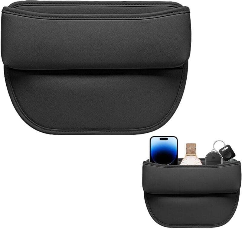 Organizer per auto, tasca portaoggetti per sedile anteriore in pelle PU, per cellulari, chiavi, carte, occhiali, portafo...