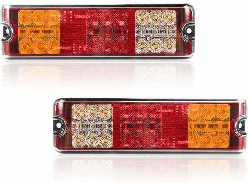 2 Feux Arrière Remorque LED 12V Homologués E 5 Fonctions Freinage Clignotant Recul Position Catadioptre Étanche