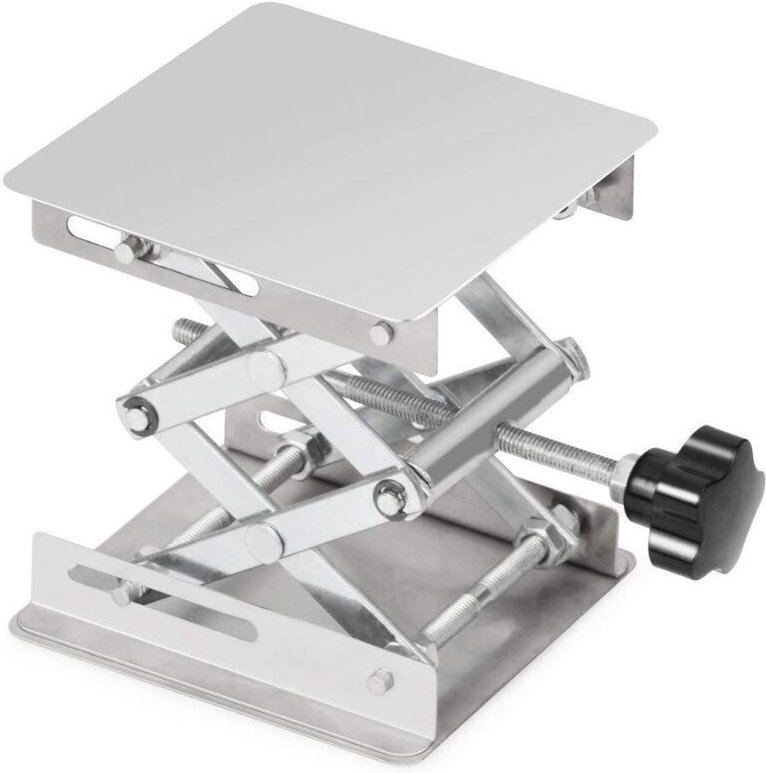 Labor-Hebetisch, Laborplattform, Edelstahl, 100 x 100 mm, verstellbare Hubhöhe von 45 bis 150 mm, maximale Traglast 5 kg