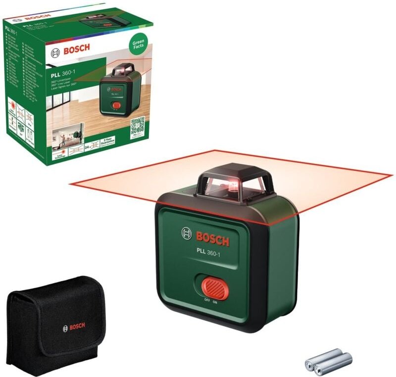 Laser-Nivelliergerät PLL 360-1 de Bosch (Laser-Nivelliergerät de 360° selbstnivellierend, Genauigkeit de ±0,4 mm/m, Reic...