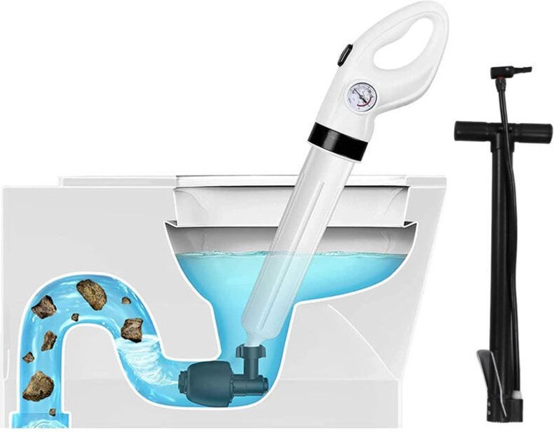 Vtizikl Déboucheur de Toilettes, Déboucheur de Canalisation WC à Haute Pression avec Baromètre, Débloqueur de Piston de ...