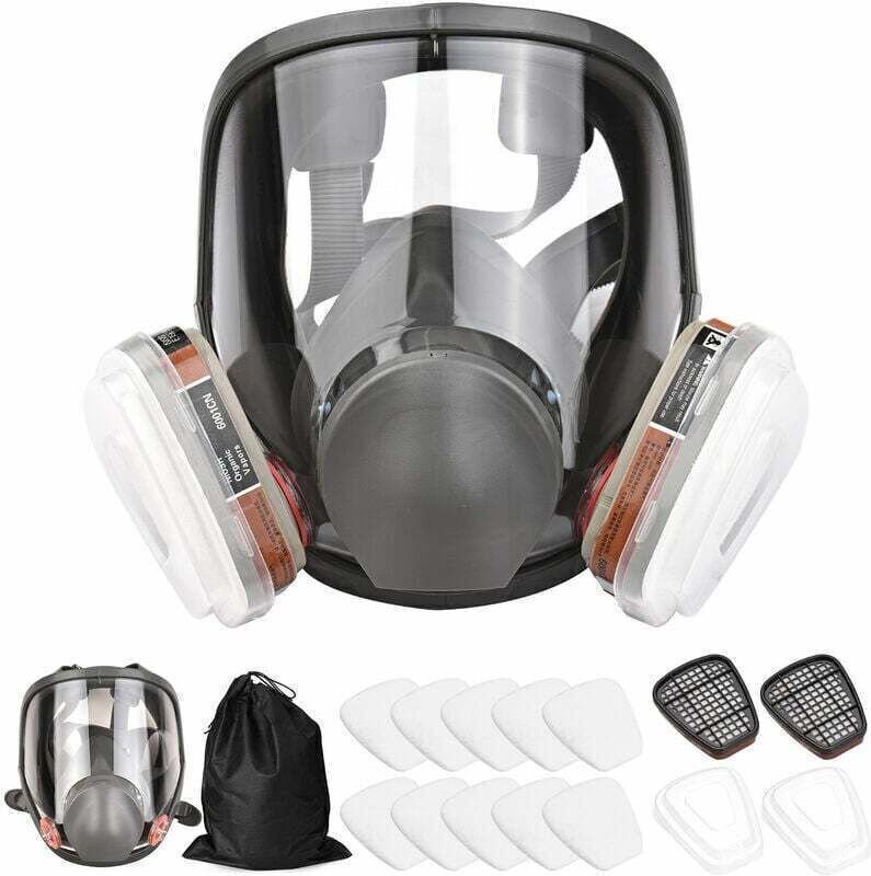 16-in-1-Vollgesichtsmaske: Silikon-Vollgesichtsmaske + Filterbox, Baumwollfilter, 7-teiliges Set zum Schutz vor Ammoniak...