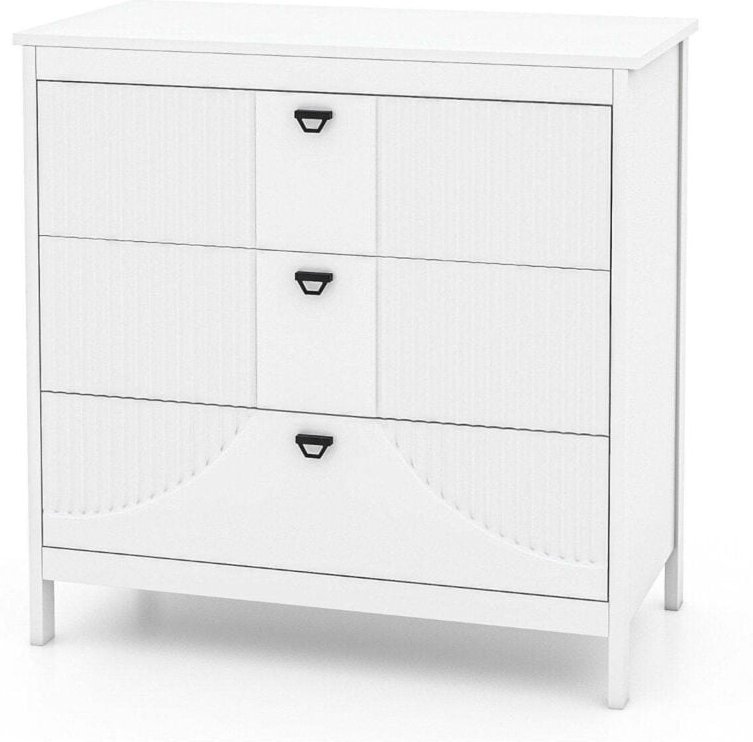 Holz kommode mit 3 schubladen metallgriffe modern sideboard schubladenschrank