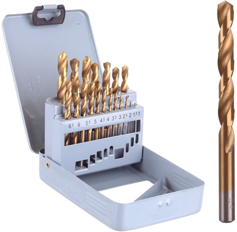Bohrersatz Für Metall, Holz, Kunststoff, Hss, Titan, 1-10 Mm, 19-Tlg