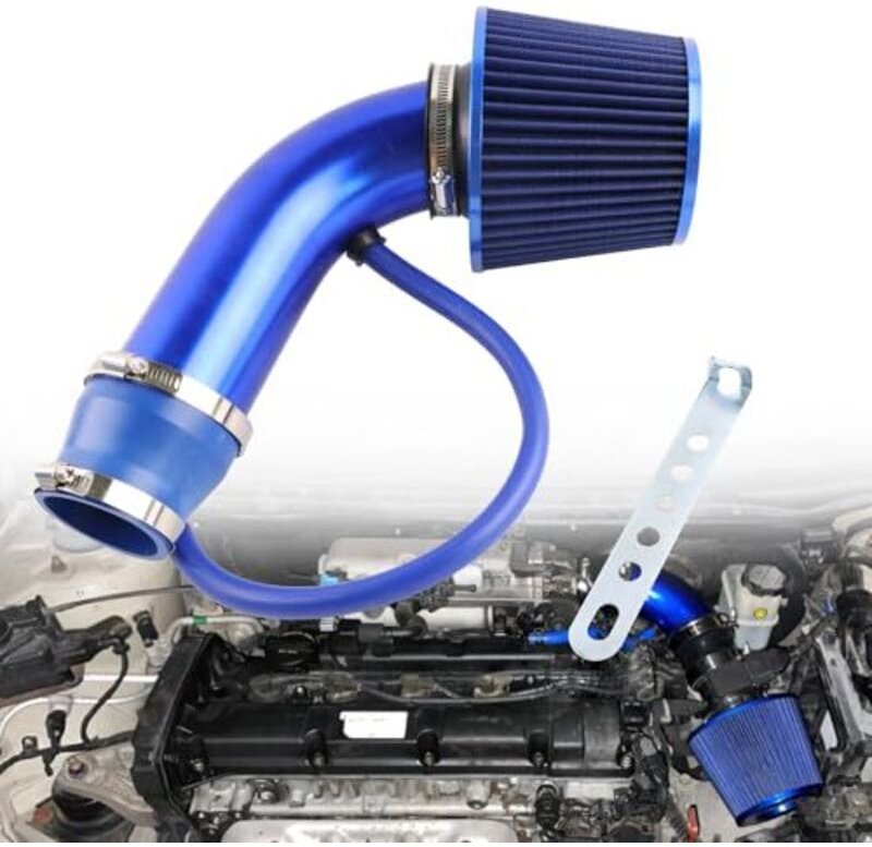 Universelles Luftansaugfilter-Kit, 76 mm (3 Zoll) Kegel-Aluminium-Kaltluftansaugfilter-Ansaugsystem, kompatibel mit Auto...