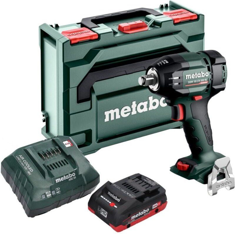 Metabo SSW 18 LTX 550 BL Akku Schlagschrauber 18 V 550 Nm Brushless + 1x LiHD Akku 4,0 Ah + Ladegerät + metaBOX