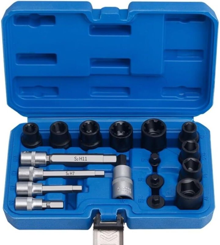 17-teiliger Bremszangen-Steckschlüsselsatz für 1/2-Zoll-/3/8-Zoll-Vierkantantriebe