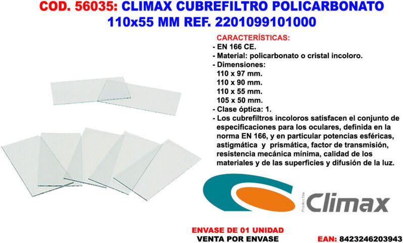 110x55 farbloses Polycarbonatglas für Maske/BildschirmSchweißgröße - Climax
