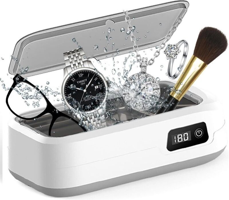 Ultraschallreiniger für Brillen, verstellbarer Ultraschallreiniger mit Edelstahlbehälter (304), 360°-Rundumreinigung für...