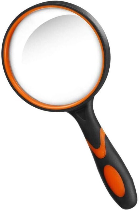 10-fache Leselupe mit weichem, rutschfestem Gummigriff, 75-mm-Lupenlinse und bruchsicherem Spiegel zum Lesen, für Inspek...