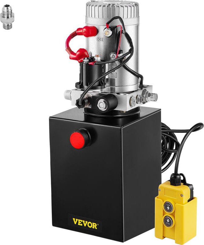 VEVOR 6L Hydraulikpumpe, 4,5 m Hydraulikaggregat, Einfachwirkende Hydraulikaggregat DC12V, Single Acting Hydraulic Power...