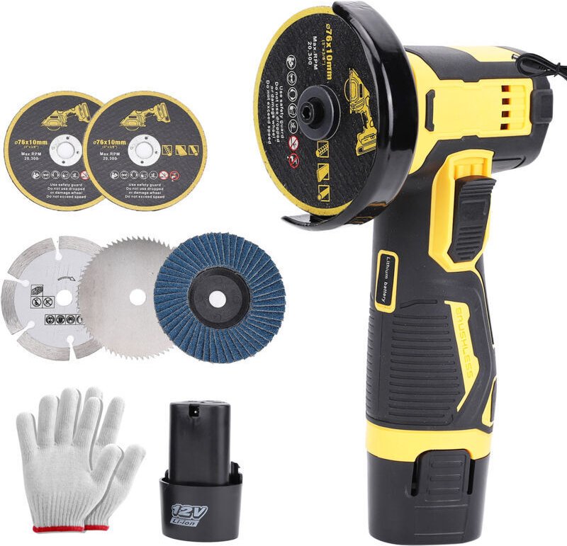 Mini-Akku-Winkelschleifer, 76-mm-Mini-Akku-Winkelschleifer, Akku-Winkelschleifer mit Ladegerät und 2 Akkus, 19500 U/min,...