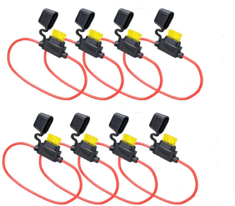12-V-Sicherungshalter, Kfz-Qualität 14 AWG, 8er-Pack, mit 20-A-Sicherung für Auto, Lkw, Motorrad, Boot