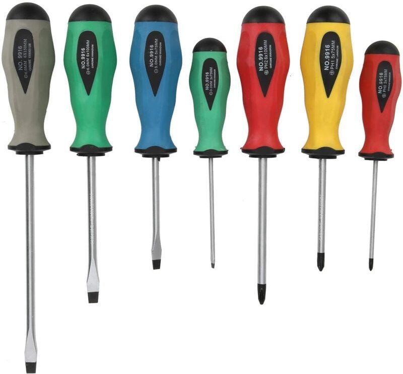 7-teiliges Phillips-Schraubendreher-Set, professioneller Kreuzschlitzschraubendreher aus legiertem Stahl, robustes Handw...