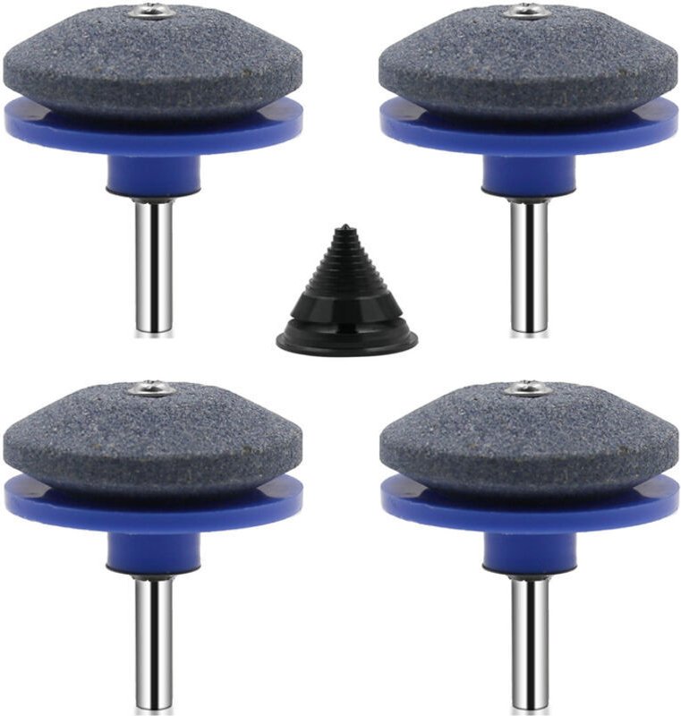 4-teiliges universelles Rasenmähermesser-Schärfset, Rasenmähermesser-Schärfzubehör mit 1 Messer-Auswuchtset (Blau)