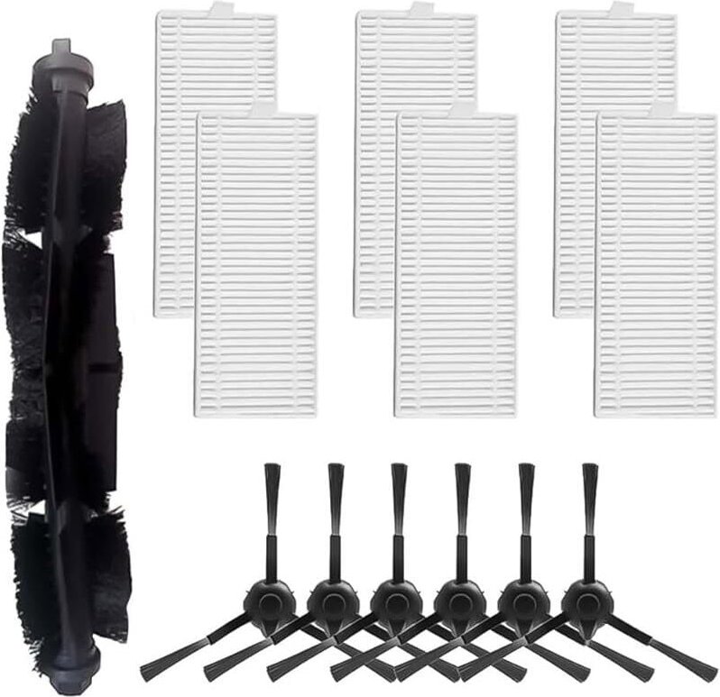 FOREHILL 13-teiliges Hauptseitenbürsten-Set für Tapo RV10 RV30 Saugroboter, 1 Hauptwalzenbürste, 6 Filter, 6 Bürsten