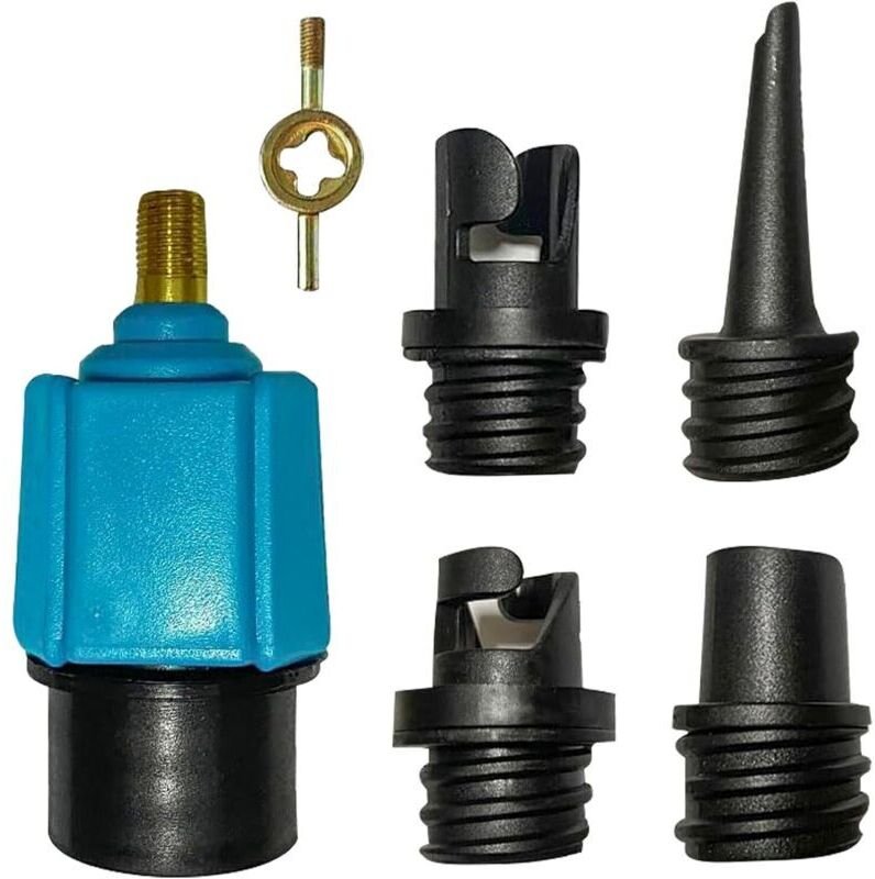 Aufblasbarer Ventiladapter, Luftventildüsenadapter mit 4 SUP-Pumpenadapterdüsen, Luftventiladapter für Kajaks, Schlauchb...