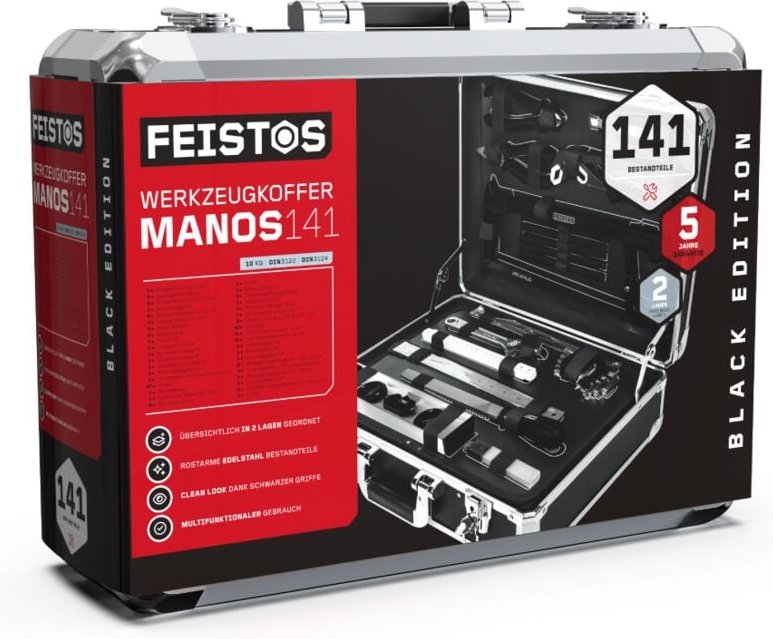 Manos 141 Metall Werkzeugkoffer bestückt 141 Teile - Feistos