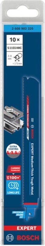 Bosch EXPERT Säbelsägeblatt Medium-Thick Tough Metal S1155HHC, 10-tlg.
