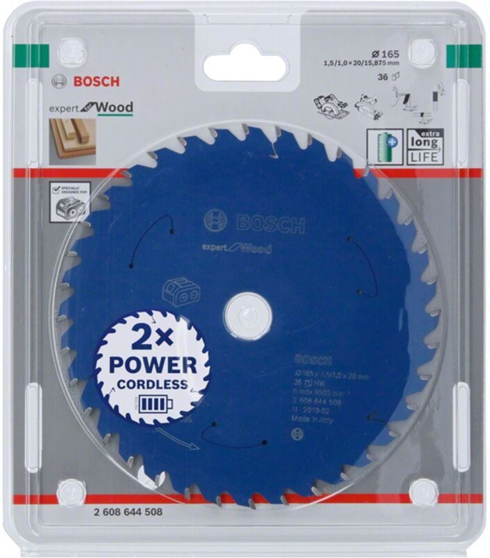 Bosch Kreissägeblatt Expert for Wood für Akku-Handkreissägen 165 x 1,5 x 20 mm 36 - 2608644508