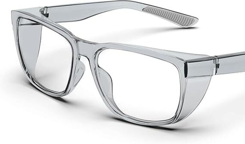 Klare Schutzbrille mit Seitenschutz, Antibeschlag-, Antikratz- und rutschfesten Griffen sowie vollem UV-Schutz – klar