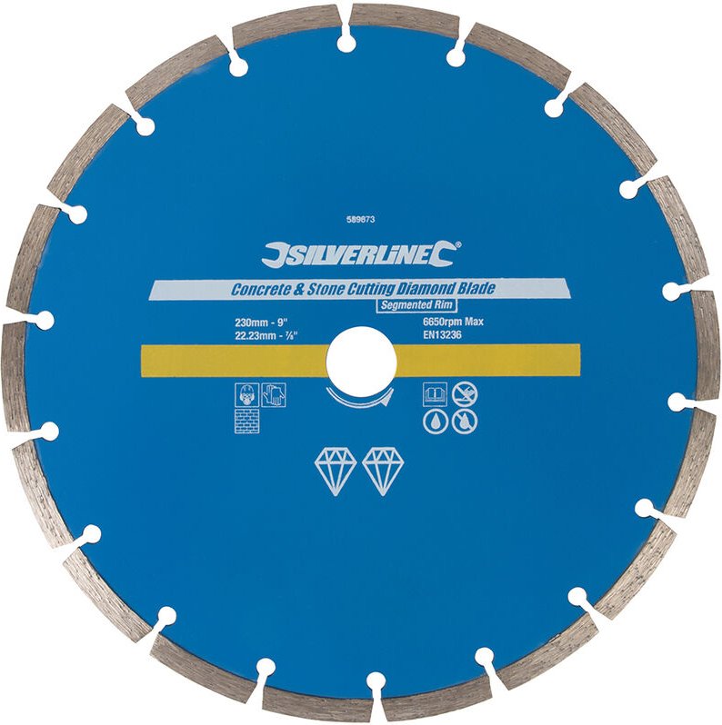 Silverline - Stein- und Beton-Diamanttrennscheibe 230 x 22,23 mm, segmentiert
