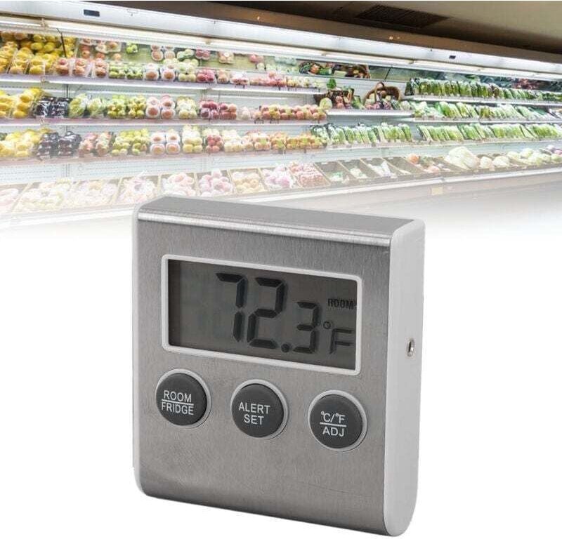 Digitales Kühlschrankthermometer mit Speicherfunktion, Alarm, kleinem Magneten und Laborgefrierschrankthermometer, weiß