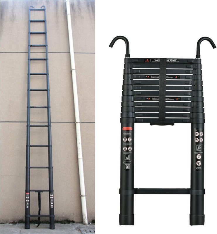 16ft Alu Teleskopleiter Stehleiter Anlegeleiter Multifunktionsleiter 2x Haken