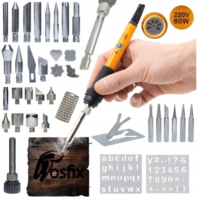 Rosfix Orange Pitbull OP60W Elektrische Präzisionslötstation – Lötkolben mit Temperaturregler 60W 6 Spitzen & Ständer Py...
