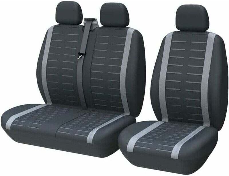 Universelle 2-Sitzer-Vordersitzbezüge, Stoffsitzbezüge, passend für die meisten Pkw, Transporter, SUVs und Lkw, Grau