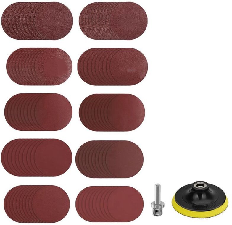 4-Zoll-Schleifscheiben für Winkelschleifer, 100 Stück Schleifpapierscheiben mit 4-Zoll-Klett-Stützteller und 1/4-Zoll-Bo...