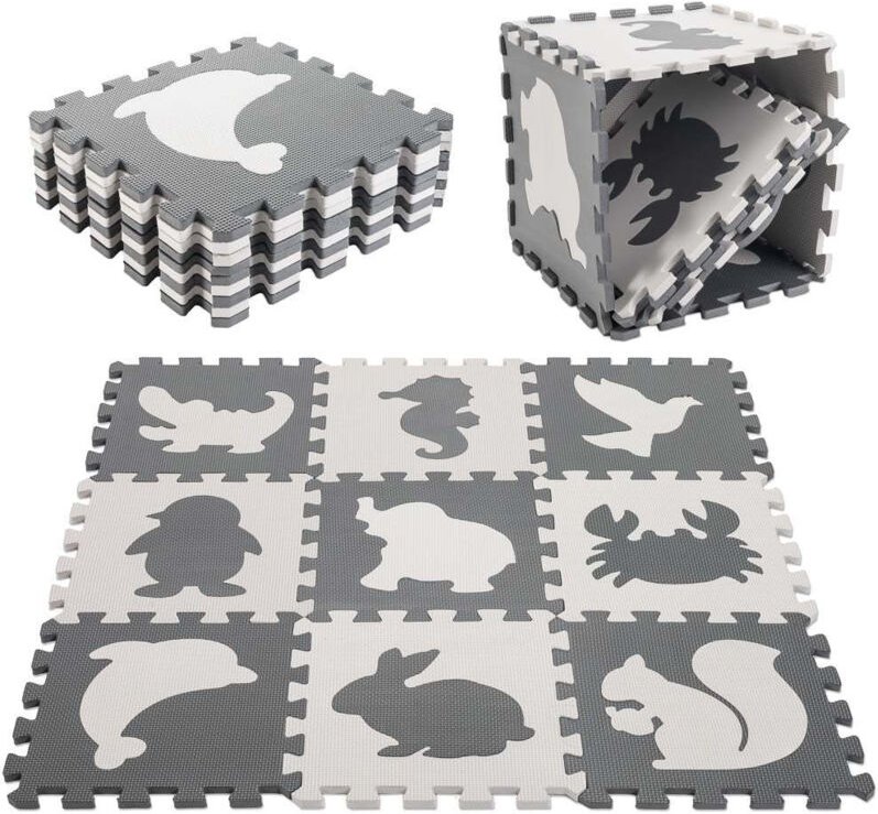 Schaumstoff puzzlematte fur kinder 9 el schwarz ecru 85cm x 85cm x 1cm