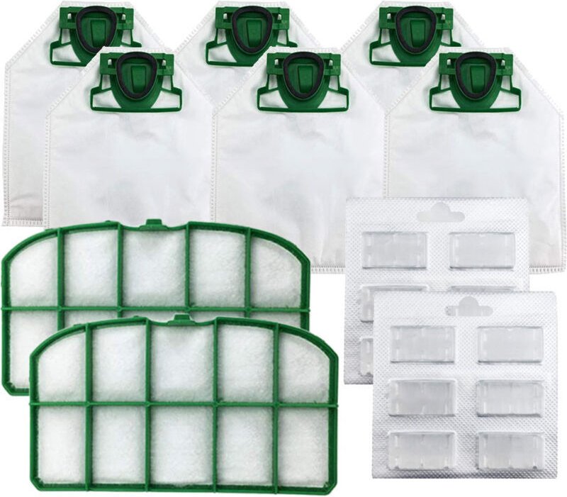 Staubsaugerbeutel mit 2 Baumwollfilterpads, 2 HEPA-Motorteile für Vorwerk Kobold VK200 (10er-Packung)