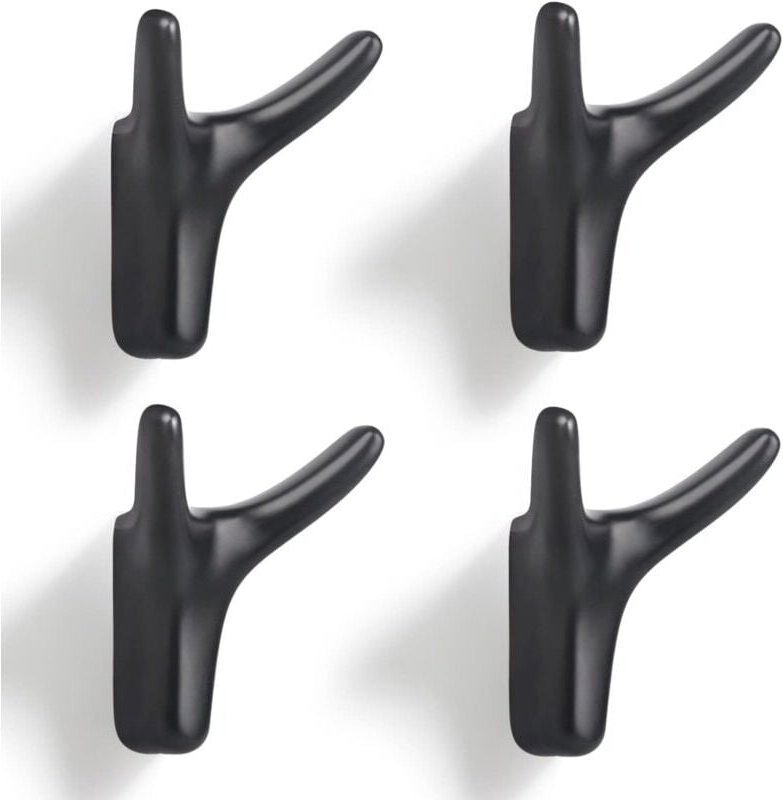 4er-Pack Wandhaken mit Doppelzinken für Mäntel und Hüte, robuste Wandhaken aus massiver Zinklegierung zum Aufhängen von ...