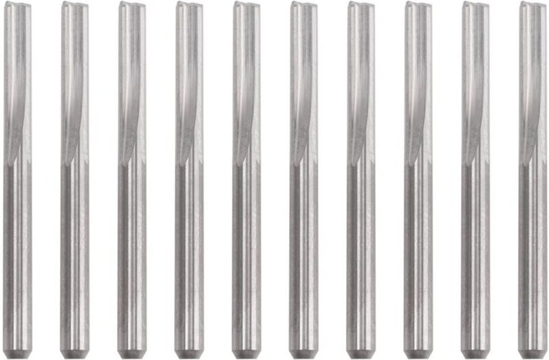 10 Stück 2-schneidige CNC-Fräser 3,175 mm gerader Nutenfräser aus Stahl für Holz und Kunststoff